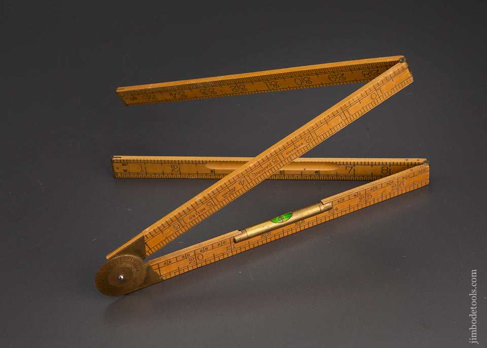 Fine RABONE No. 1190 Boxwood Combination Tool Rule, Protractor, Level - 98556