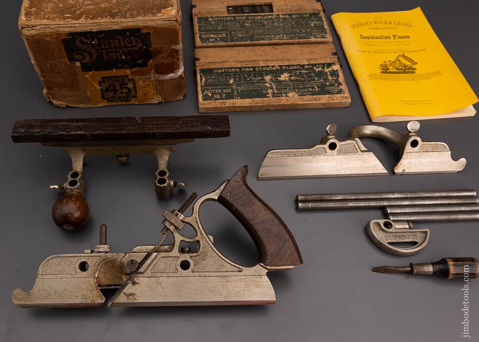 STANLEY No. 45 Combination Plow Plane 100% COMPLETE Near Mint in Box SWEETHEART - 98617
