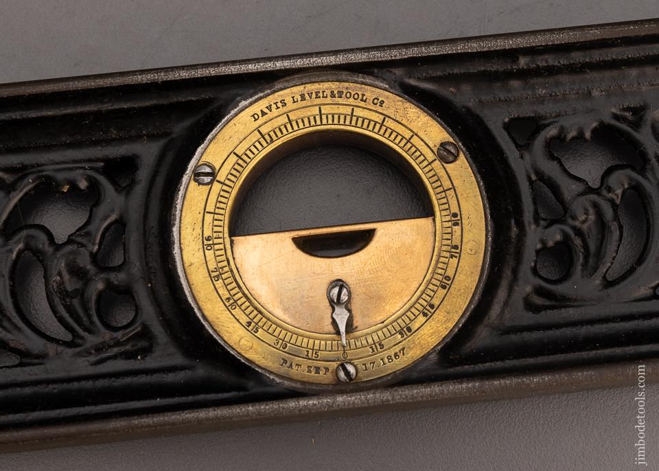Perfect DAVIS PATENT Ornate Inclinometer Level 12 Inch 1867 PATENT - 98628