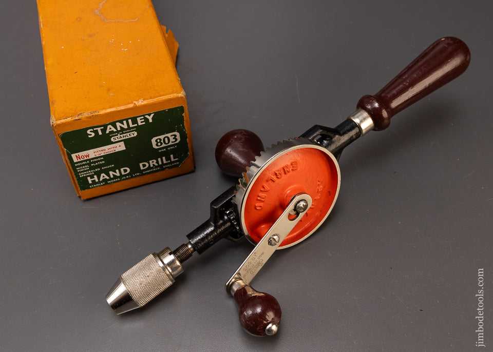 STANLEY No. 803 Egg Beater Hand Drill in Mint in Original Box -  98714