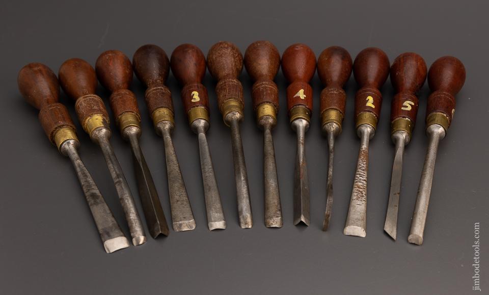 Clean Set of 12 MARPLES Carving Chisels - 98785
