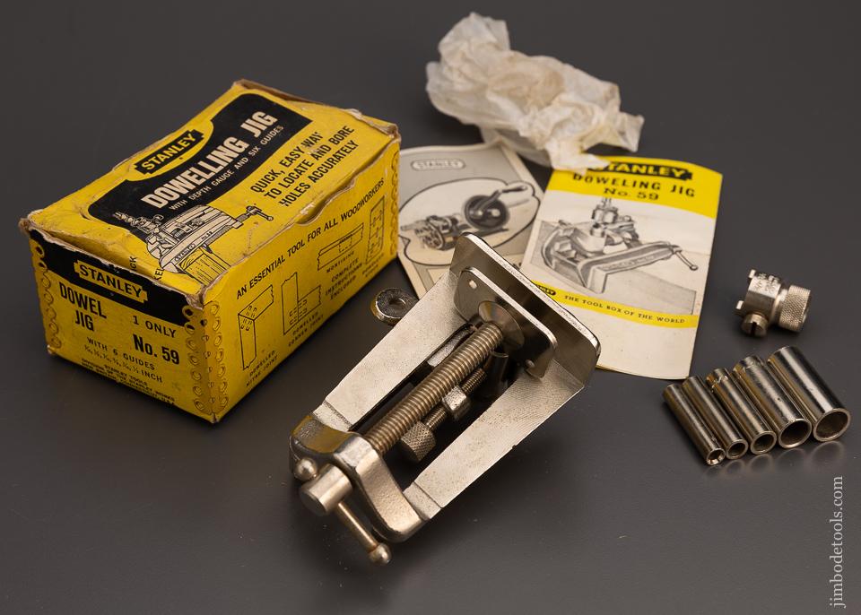 STANLEY No. 59 Dowelling Jig 100% Complete Mint in Box with All Six Guides and Stop - 98815