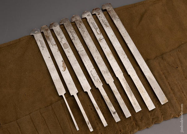 Minty Set of 8 Plow Plane Irons by T.J. GARDNER BRISTOL - 98942