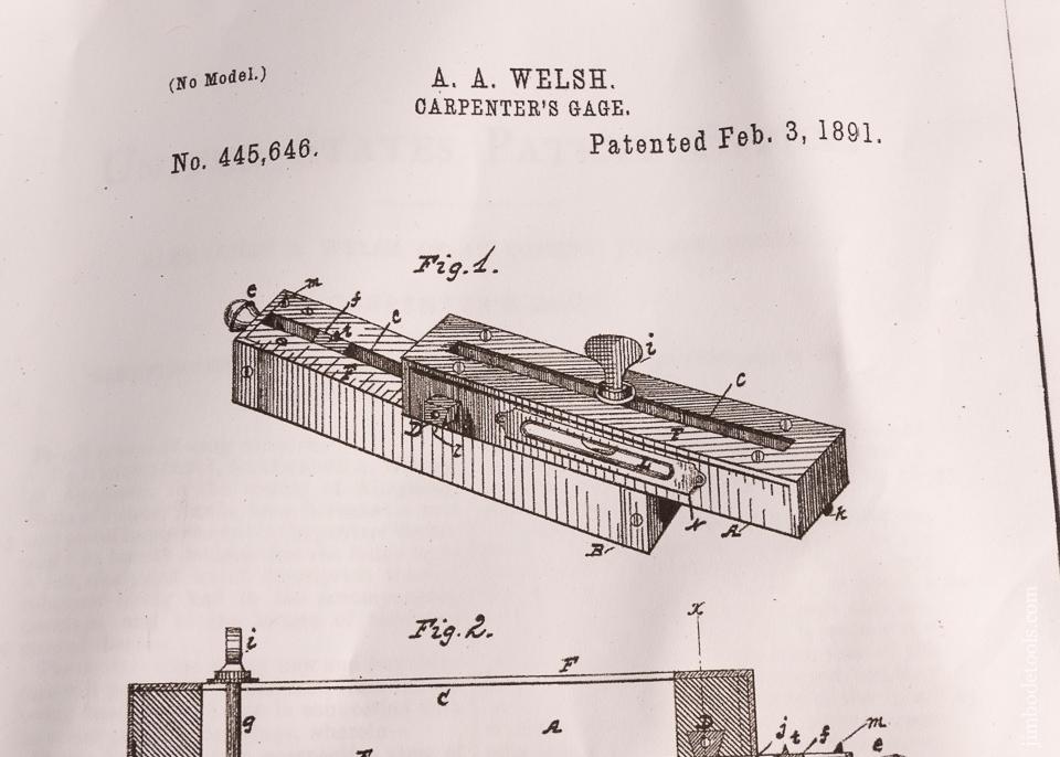 A.A. WELSH Carpenter’s Gage Patented 1891 - 98955