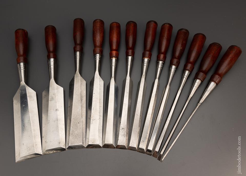 Magnificent Set of 12 STANLEY No. 720 Paring Chisels - 99137