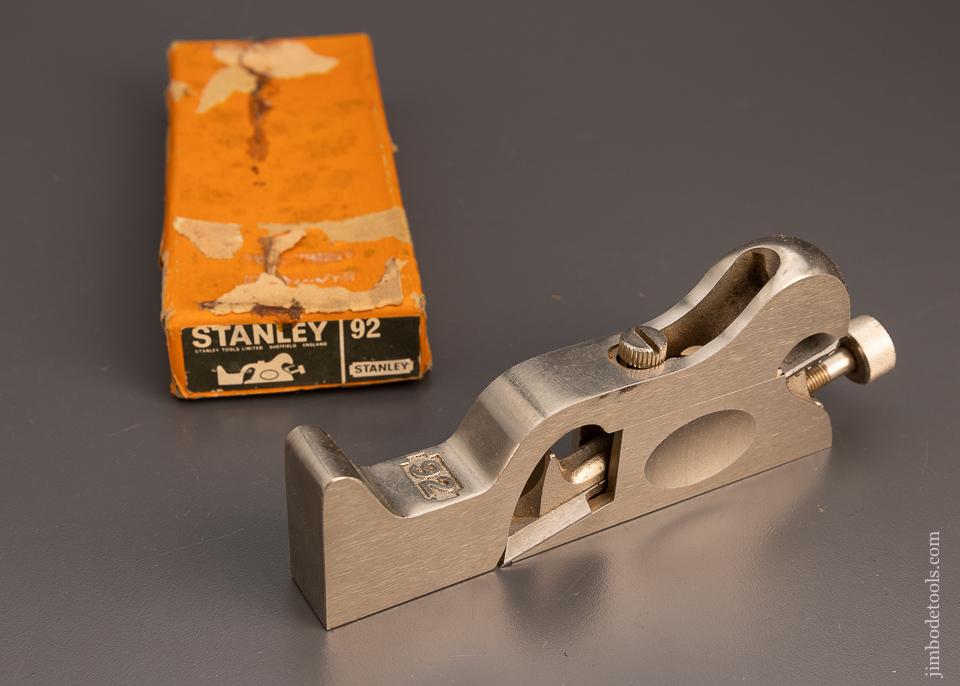 STANLEY No. 92 Cabinet Maker's Rabbet Plane Mint in Box - 99286