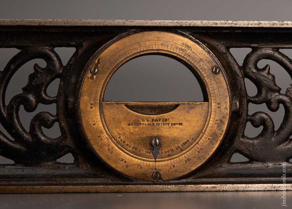 L.L. DAVIS PATENT Tall Frame Ornate Inclinometer Level ca. 1868 - 99306