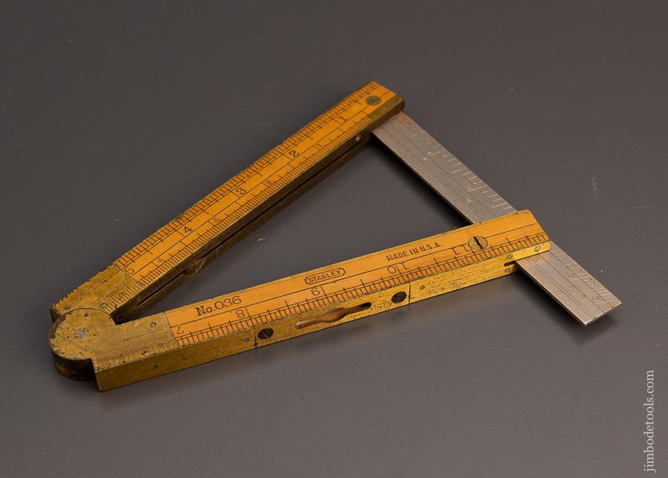 Rare and Mint STANLEY No. 036 Combination Boxwood Rule & Clinometer - 99312