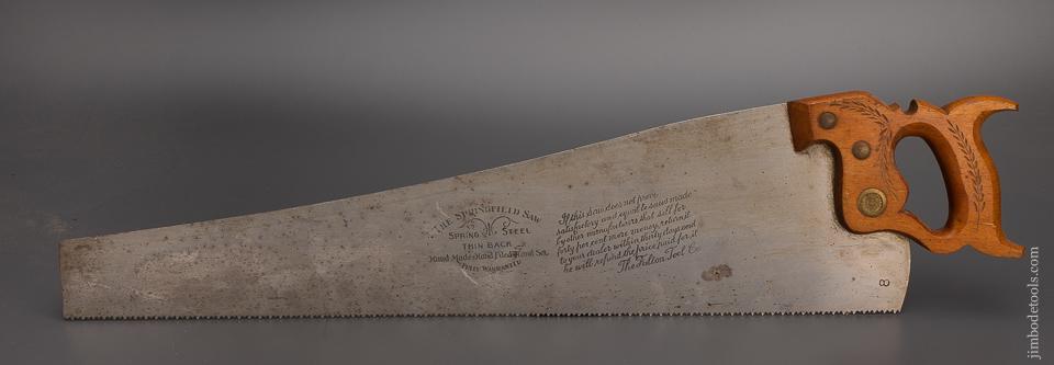 Mint FULTON TOOL CO. - THE SPRINGFIELD SAW Thin Back Hand Saw - 99355