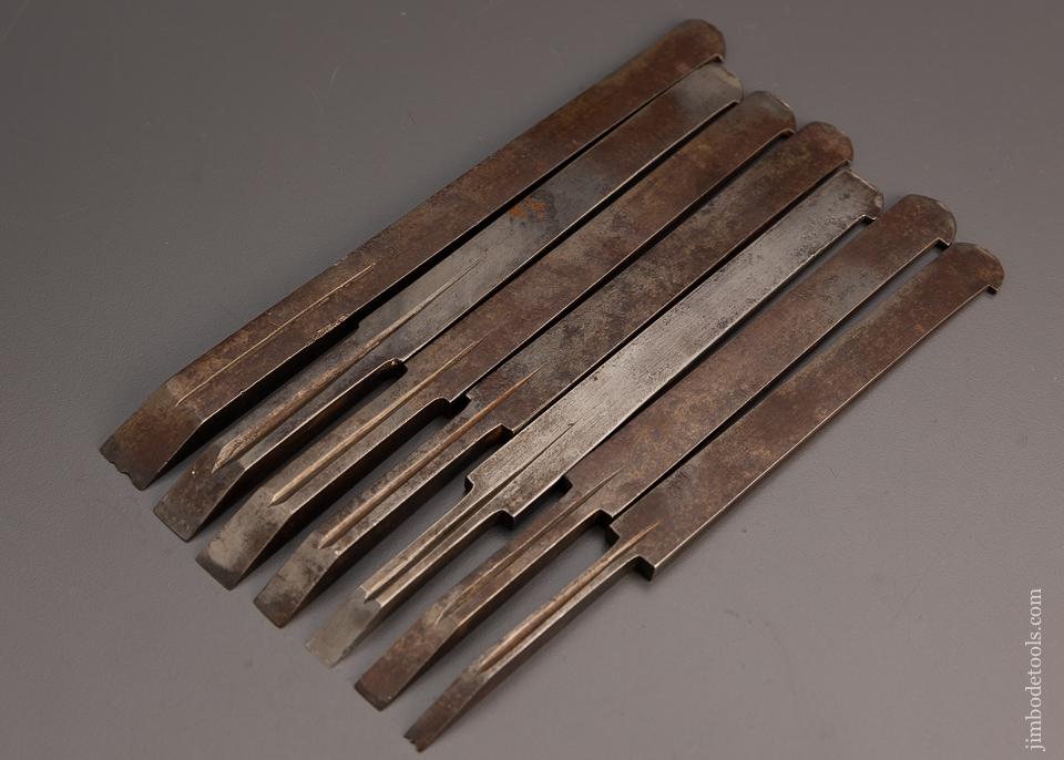 Excellent Set of 7 Plow Plane Irons by W. BUTCHER - 99441