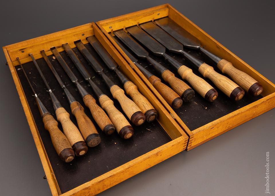 HIBBARD SPENCER & BARTLETT O.V.B. Complete Set of 12 Socket Firmer Chisels in Original Box - 99598