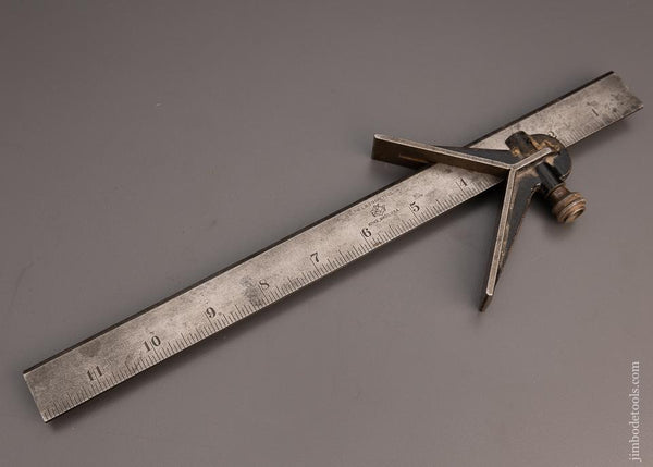 STARRETT Center Finding Head on Unique Beveled Edge, 12 Inch Scale - 99777