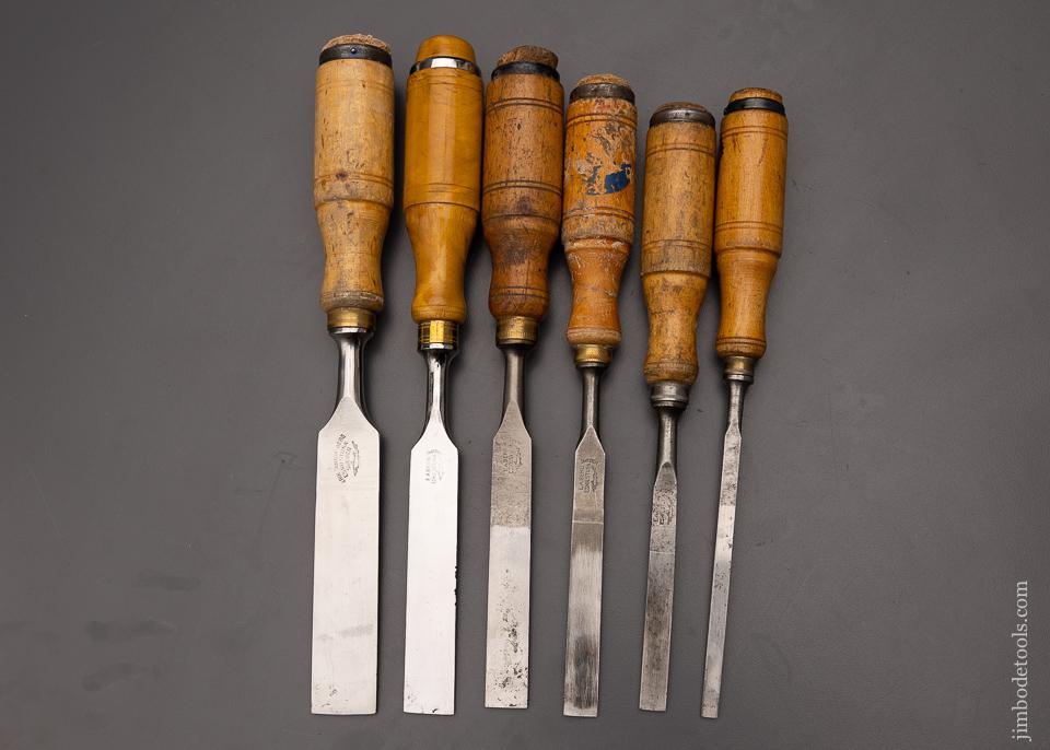 Clean Set of 6 E.A. BERG Tang Firmer Chisels - 99910