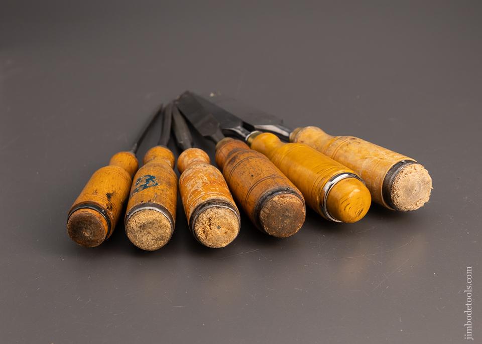 Clean Set of 6 E.A. BERG Tang Firmer Chisels - 99910