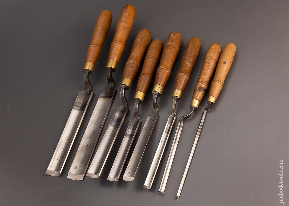 Extra Fine BUCK BROS. Set of 8 Pattern Maker’s Crank Neck Paring Gouges - 99920