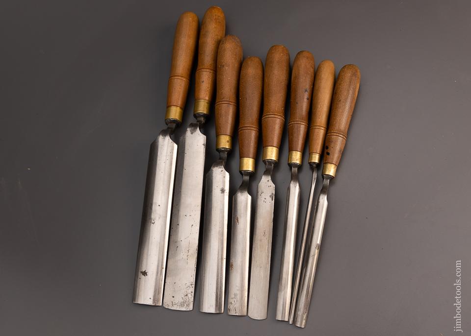 Extra Fine BUCK BROS. Set of 8 Pattern Maker’s Crank Neck Paring Gouges - 99920