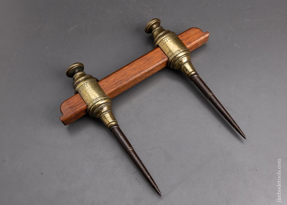 Stunning & Very Early Brass Trammel Points - EXCELSIOR 95407