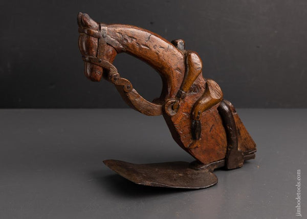 Magnificent Horse & Jockey Carved Stirrup Adze - EXCELSIOR 95442