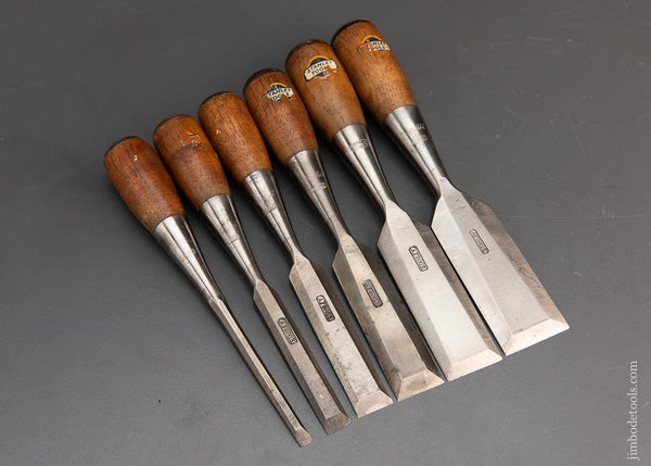 Magnificent Set of Six STANLEY No. 50 EVERLASTING Chisels (Set No. 120) With Decals - EXCALIBUR 117