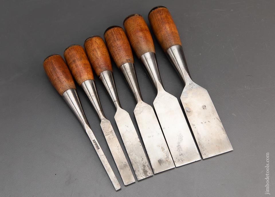 Magnificent Set of Six STANLEY No. 50 EVERLASTING Chisels (Set No. 120) With Decals - EXCALIBUR 117