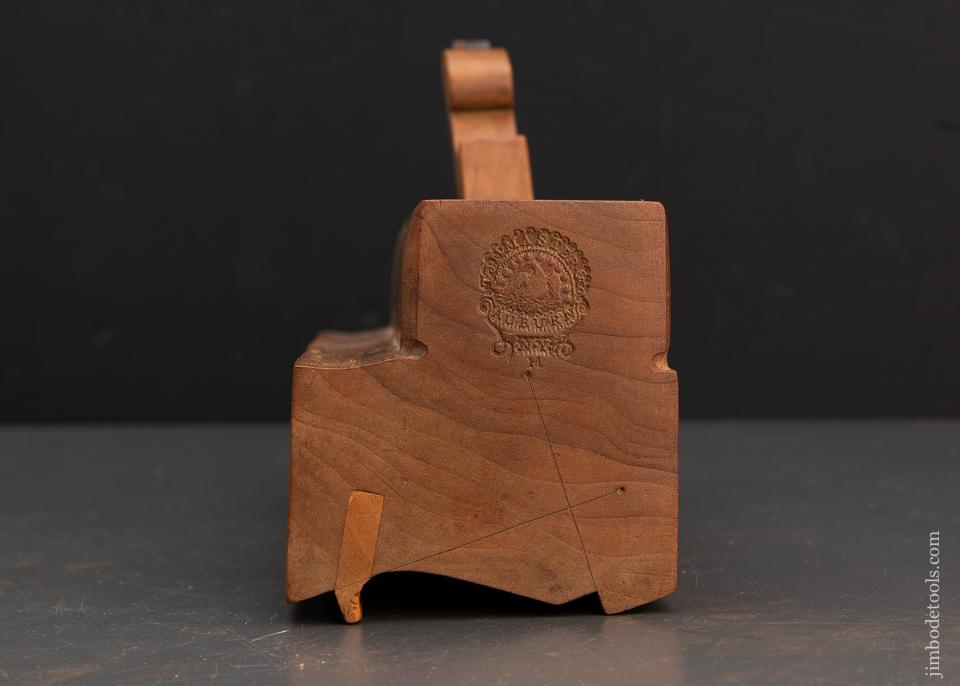 Phenomenal Applewood 3 3/8 inch wide Complex Moulding Plane Great Mark T.J. MMASTER - EXCELSIOR 96183
