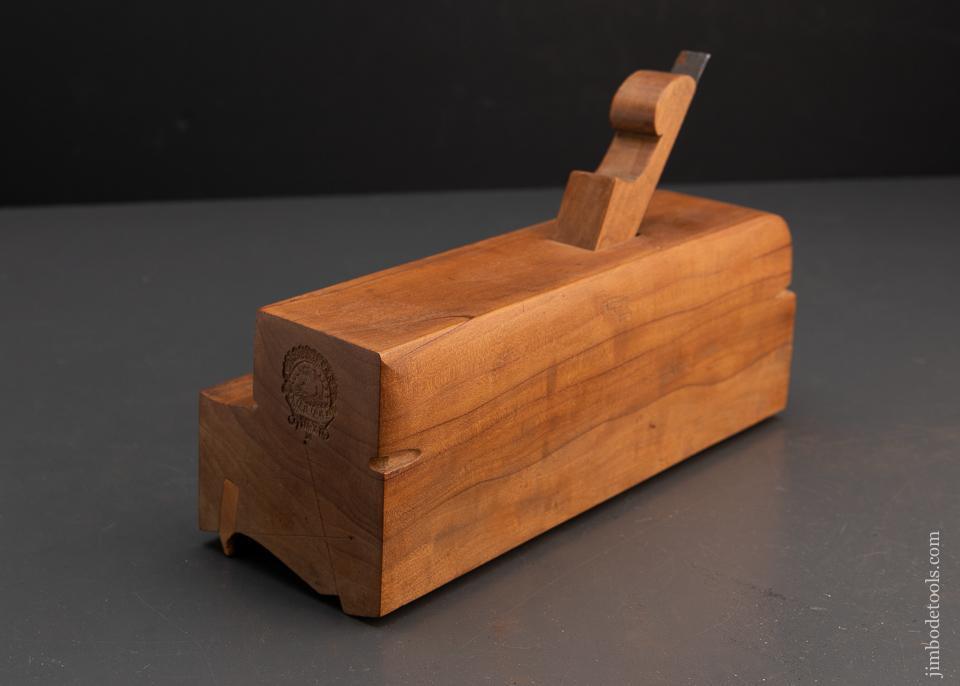 Phenomenal Applewood 3 3/8 inch wide Complex Moulding Plane Great Mark T.J. MMASTER - EXCELSIOR 96183