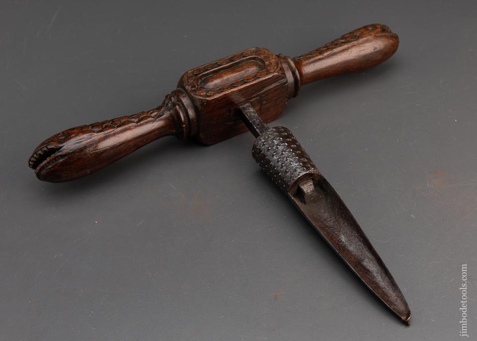 Outstanding 18th century Carved Handled Cock Auger with SERPENT HEADS - EXCALIBUR 140
