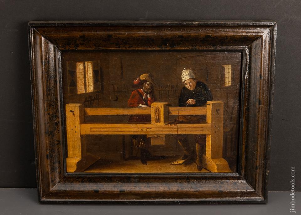 Unprecedented! 17th Century Oil Painting of a Wood turner's Workshop and Lathe DATED 1655 - EXCELSIOR 94184