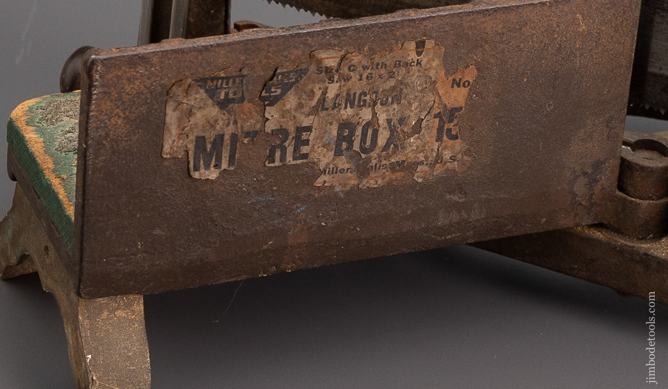 Rare and Fine Complete MILLERS FALLS NO. 15 1/2 Mini LANGDON Miter Box with Partial Label - 96670 - AS OF FEB 3