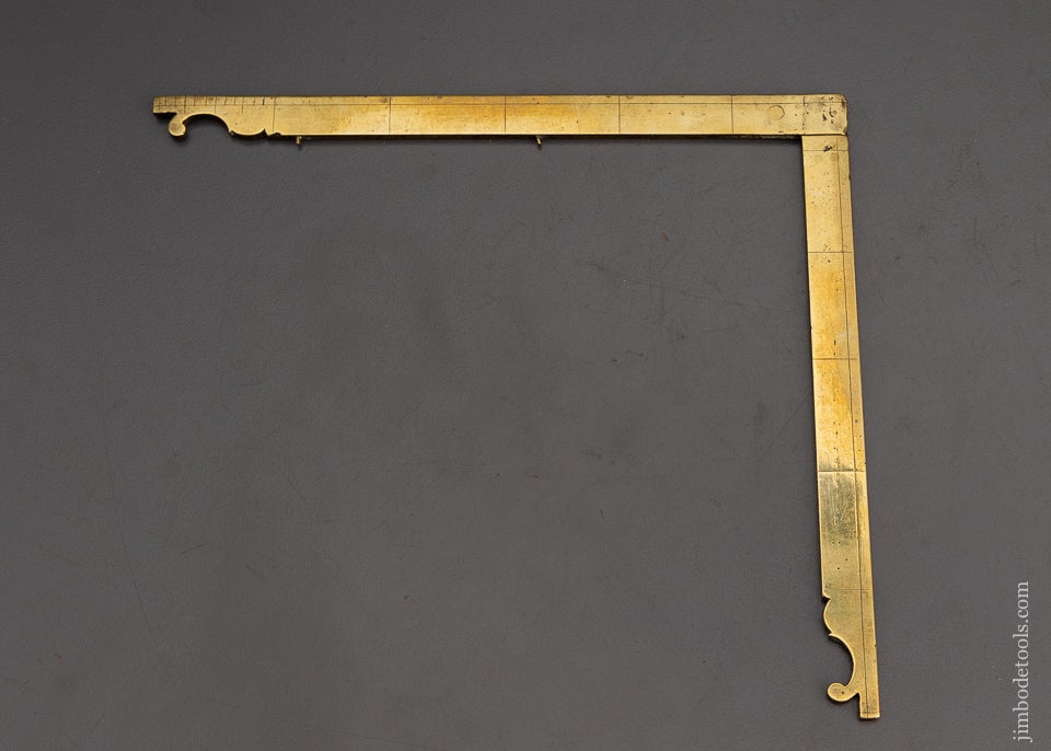 Lovely 17th Century Ornate 6 x 6 1/2 inch Brass Folding Square - EXCELSIOR 75353