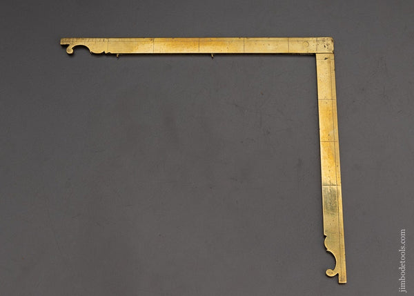 Lovely 17th Century Ornate 6 x 6 1/2 inch Brass Folding Square - EXCELSIOR 75353