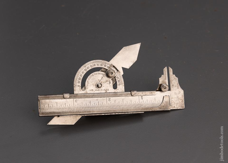 Rare! WEIT-GOETHE Patent March 21, 1905 Combination Tool Protractor, Bevel, Caliper * 89071