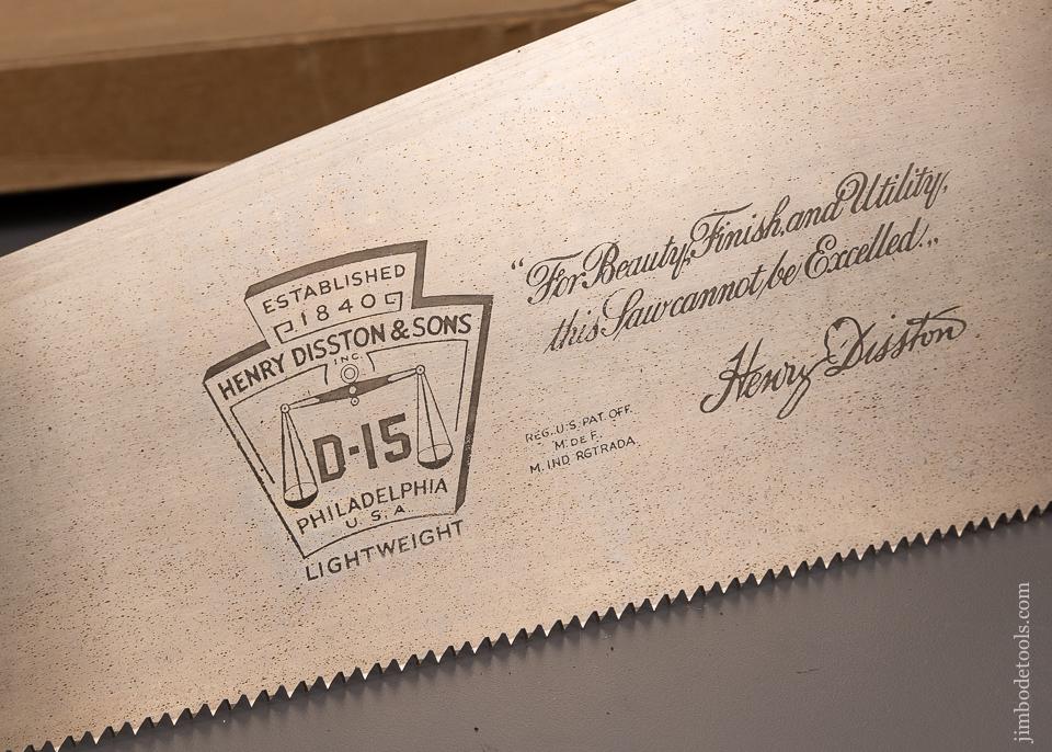 DISSTON D-15 Rosewood Handle VICTORY Hand Saw Mint in Box - EXCELSIOR 100333