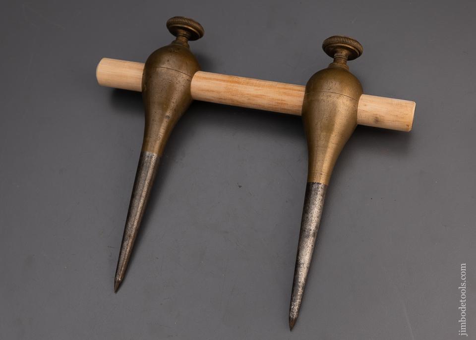 Astonishing Solid Bronze 8 1/4 Inch Trammel Points - EXCELSIOR 100922