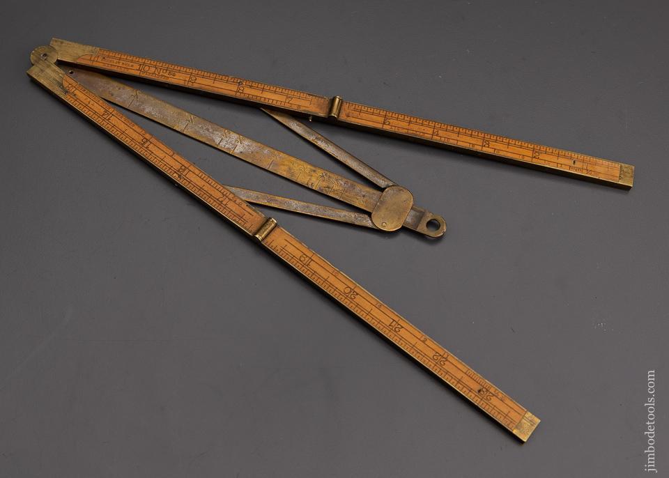Rare STANLEY No. 54 Boxwood Rule with COWGILL’S PATENT Bevel Attachment - EXCELSIOR 101232