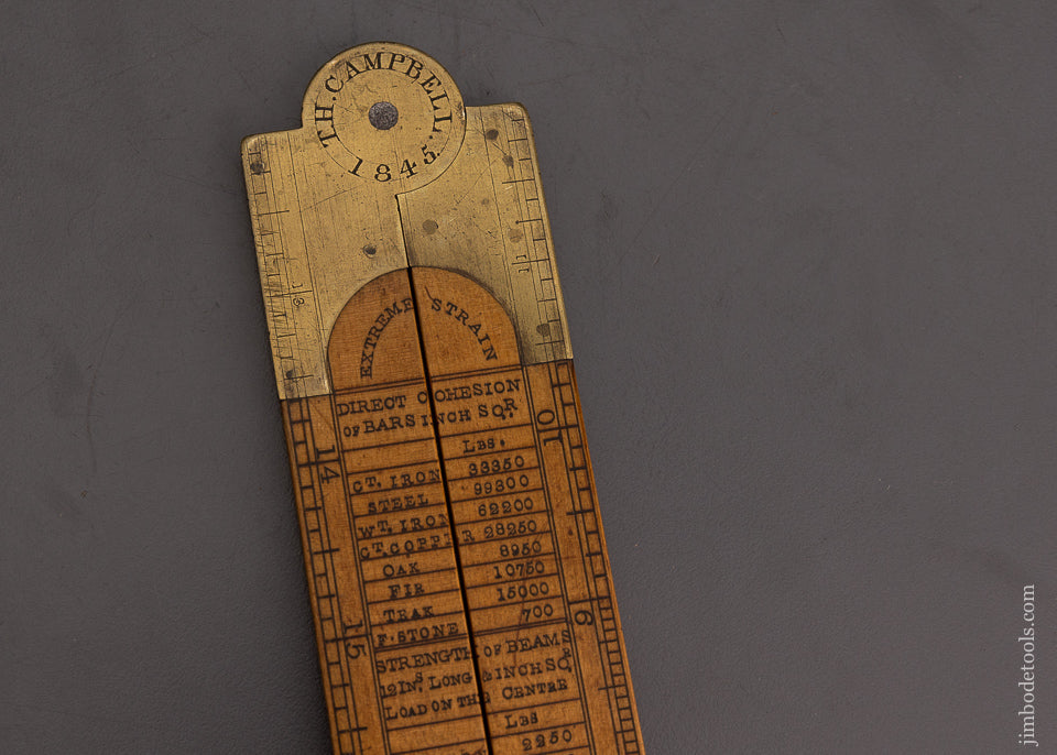 Dated 1845 Boxwood Engineer’s Slide Rule by T. ASTON 1818-97 - EXCELSIOR 101792