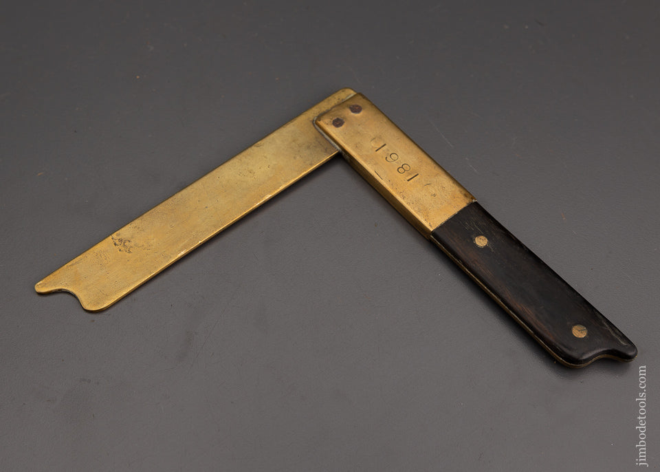 Exquisite 18th Century Brass & Ebony Try Square - EXCELSIOR 101930