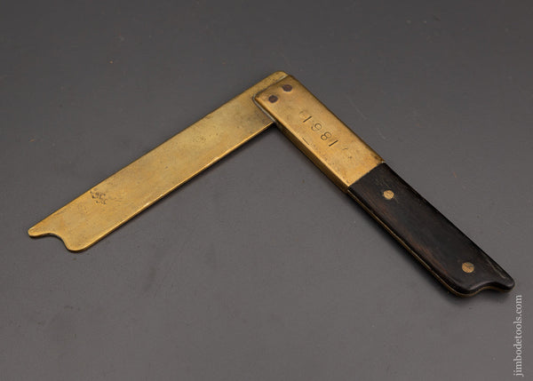 Exquisite 18th Century Brass & Ebony Try Square - EXCELSIOR 101930
