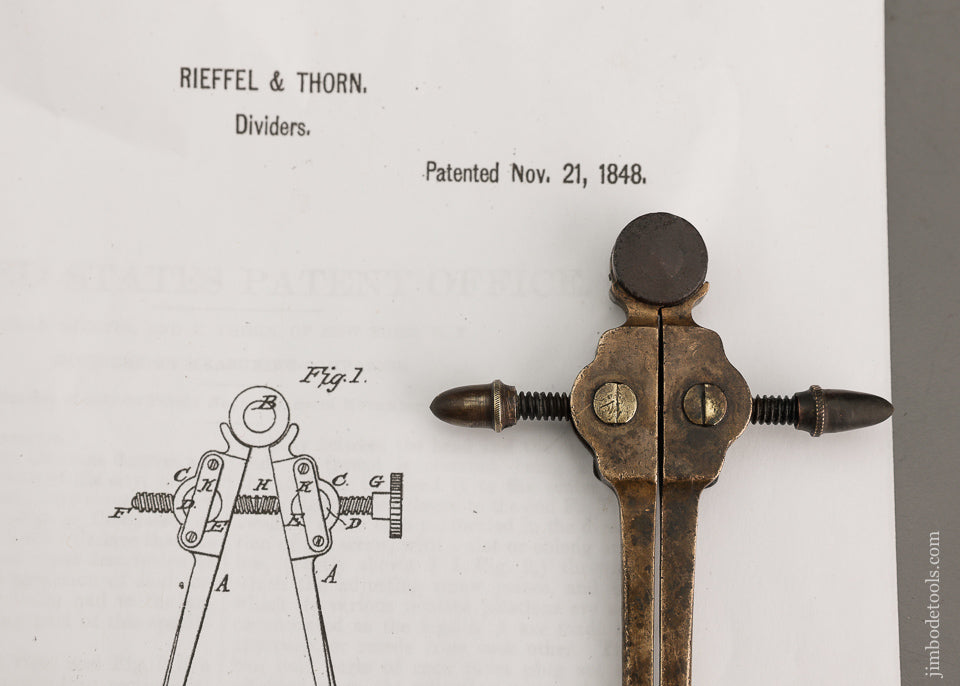 1st American Patent for Dividers THORN & REIFFELS 1848 - EXCELSIOR 101933
