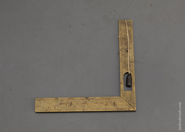 Amazing Mini 17th Century MICHAEL BUTTERFIELD Level & Square with Plumb Bob ca. 1680-1724 - EXCELSIOR 102332