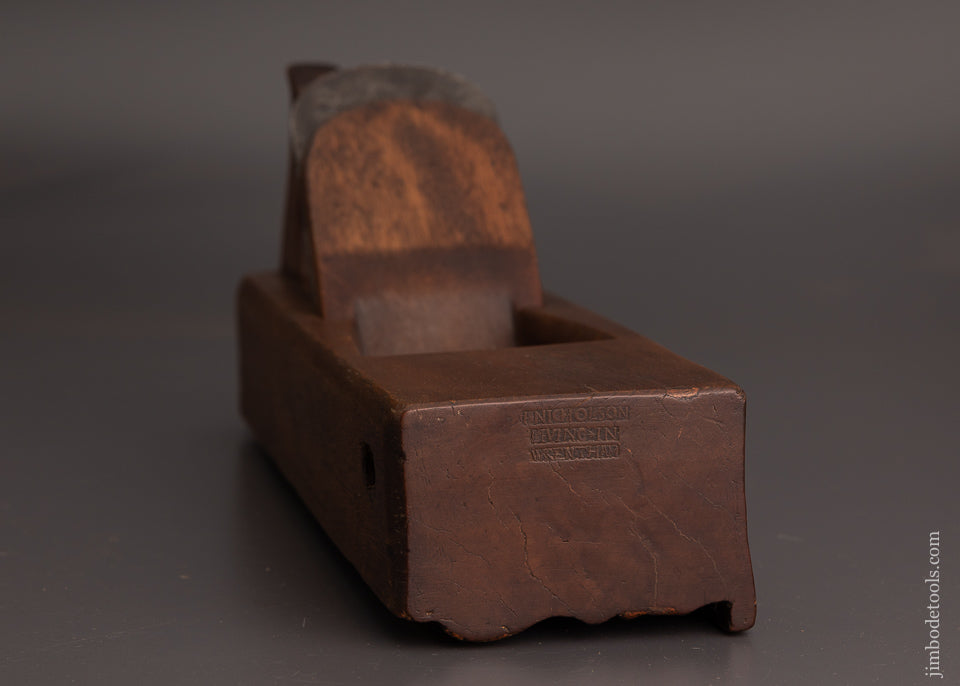 Exquisite “I. NICHOLSON LIVING IN WRENTHAM” Yellow Birch Crown Moulding Plane - EXCELSIOR 103111
