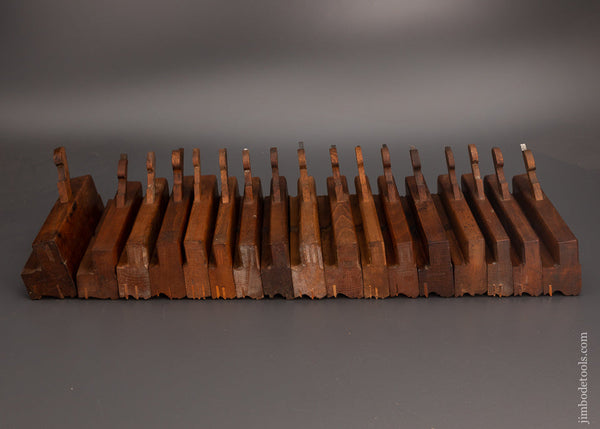Astonishing Set of 17 Fine KENNEDY HARTFORD Complex Moulding Planes - EXCELSIOR 103401