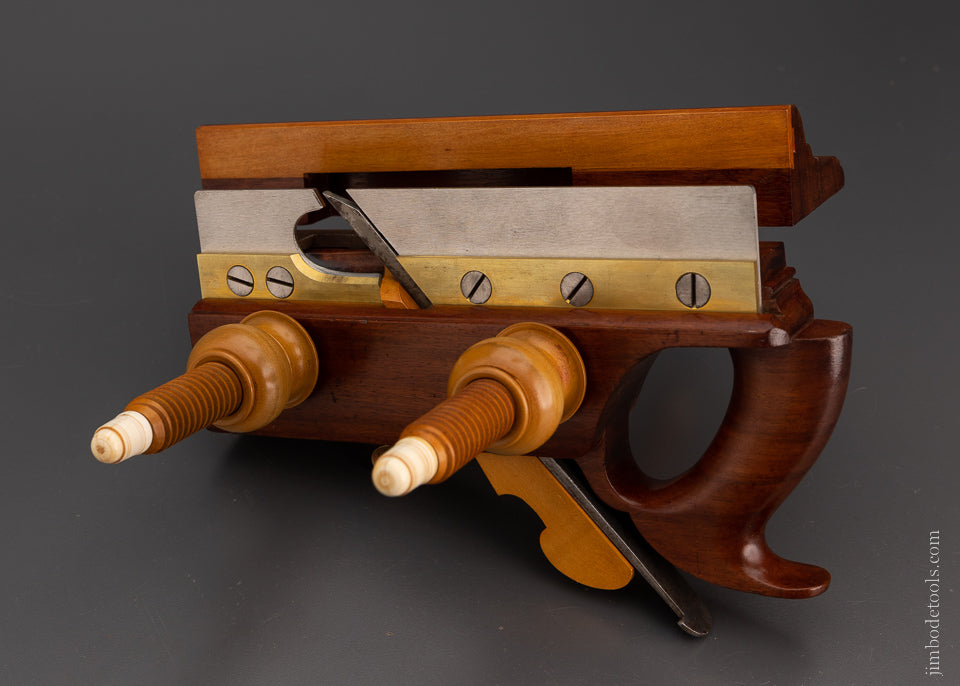 Drop Dead Stunning Solid Mahogany Screw Arm Plow Plane by DEFOREST - EXCELSIOR 104301