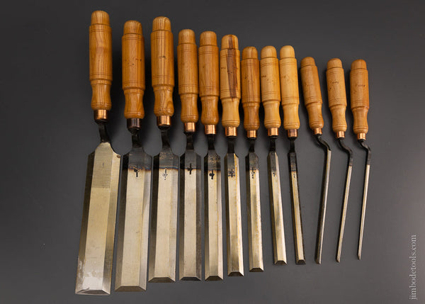 Dead Mint Set of 12 BUCK BROS. Crank Neck Paring Chisels - EXCELSIOR 105030