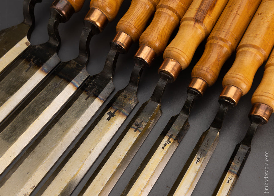 Dead Mint Set of 12 BUCK BROS. Crank Neck Paring Chisels - EXCELSIOR 105030