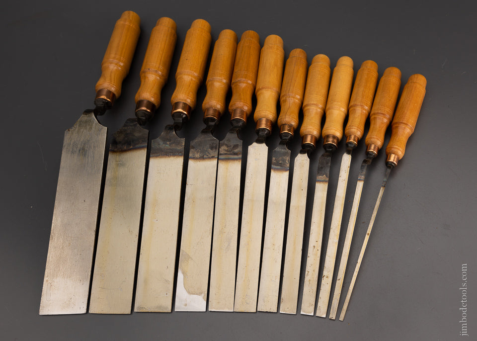Dead Mint Set of 12 BUCK BROS. Crank Neck Paring Chisels - EXCELSIOR 105030