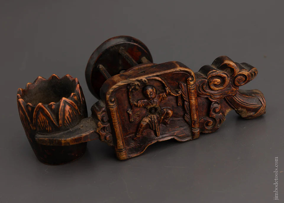 Early Spectacular Elaborately Carved Japanese Sumitsubo Ink Line - EXCELSIOR 105863