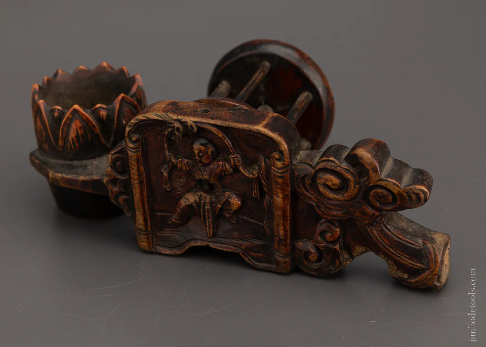 Early Spectacular Elaborately Carved Japanese Sumitsubo Ink Line - EXCELSIOR 105863
