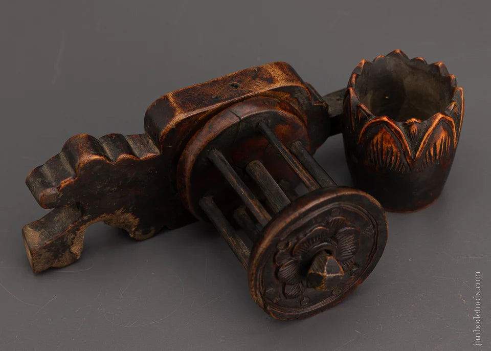 Early Spectacular Elaborately Carved Japanese Sumitsubo Ink Line - EXCELSIOR 105863