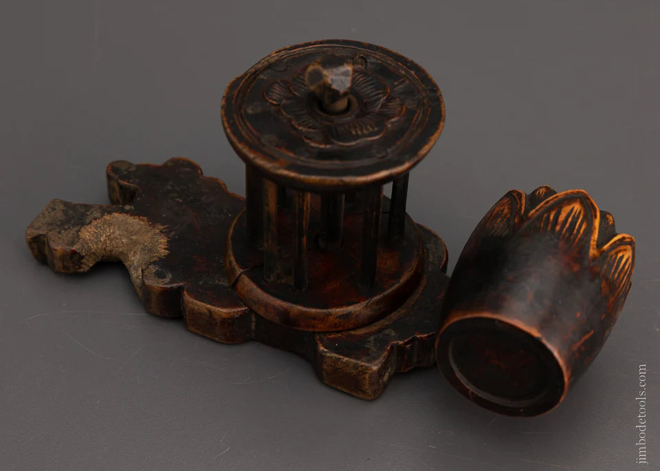 Early Spectacular Elaborately Carved Japanese Sumitsubo Ink Line - EXCELSIOR 105863